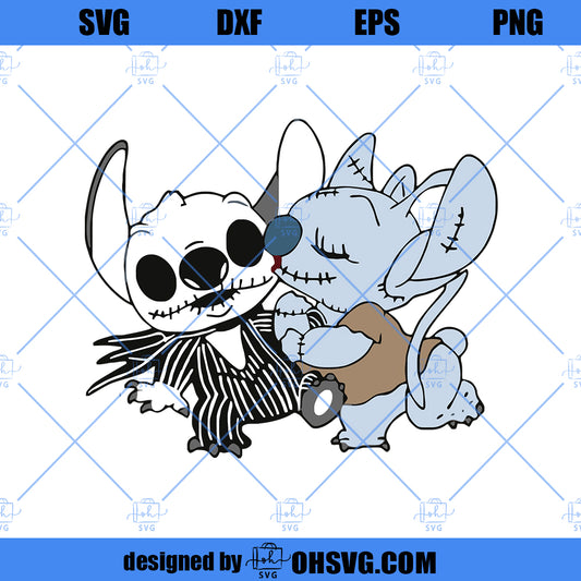 Stitch And Jack Sally SVG, Sally Sticth Kiss Jack Stitch SVG