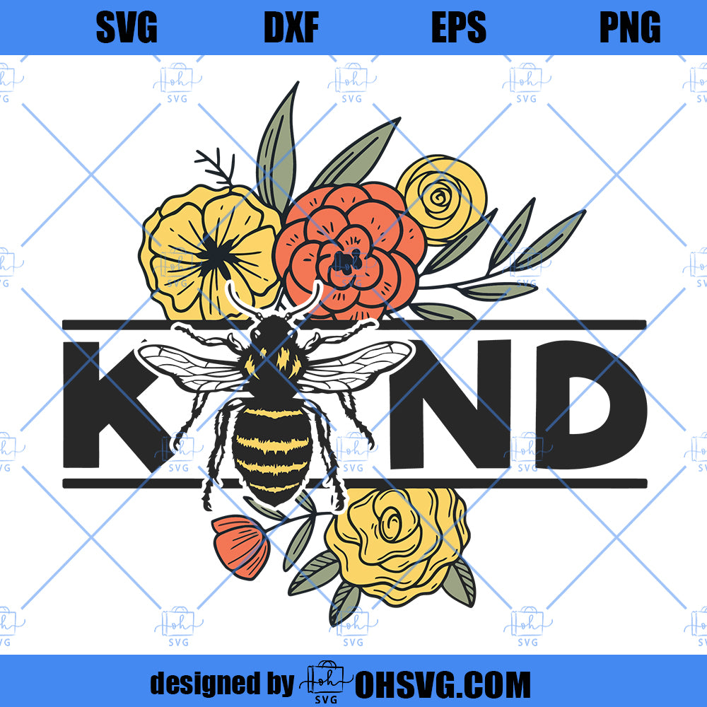 Vintage Sublimations, Designs Downloads, Be Kind, Png, Clipart, Shirt Design Sublimation Downloads, Flower T-shirt, Bee Kind