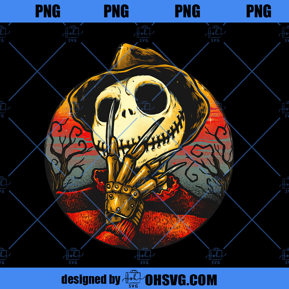 ORIGINAL FULL COLOR Jack Skellington Freddy Krueger Png Design, Png Files, Freddy Skellington Png, Jack Skellington