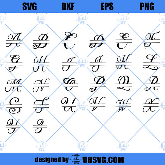 Split Monogram Alphabet SVG, DXF, PNG, Split Monogram Frame Alphabet, Cut File For Cricut