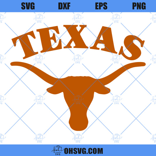 Texas Longhorn Head SVG, Texas Cow Head SVG PNG DXF Cut Files For Cricut