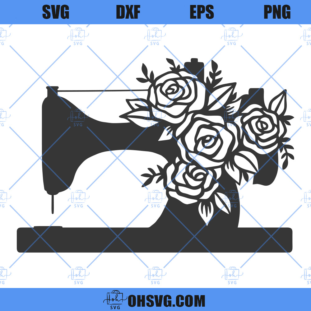 Floral Sewing Machine SVG, Sewing Machine SVG, Sewing Machine With Flowers SVG