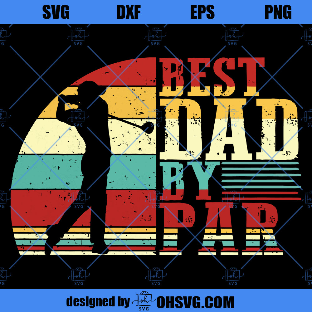 Funny Golf Dad Shirt, Best Dad By Par Vintage Sunset Shirt, Humor Father's Day Shirt Gift, Father Gift Idea for Cool Golfer, New Dad Shirt
