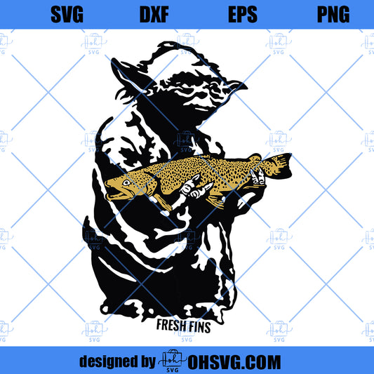 Yoda Fly Fishing SVG, Fly Fishing SVG, Fly Fishing Stocking Stuffer SVG