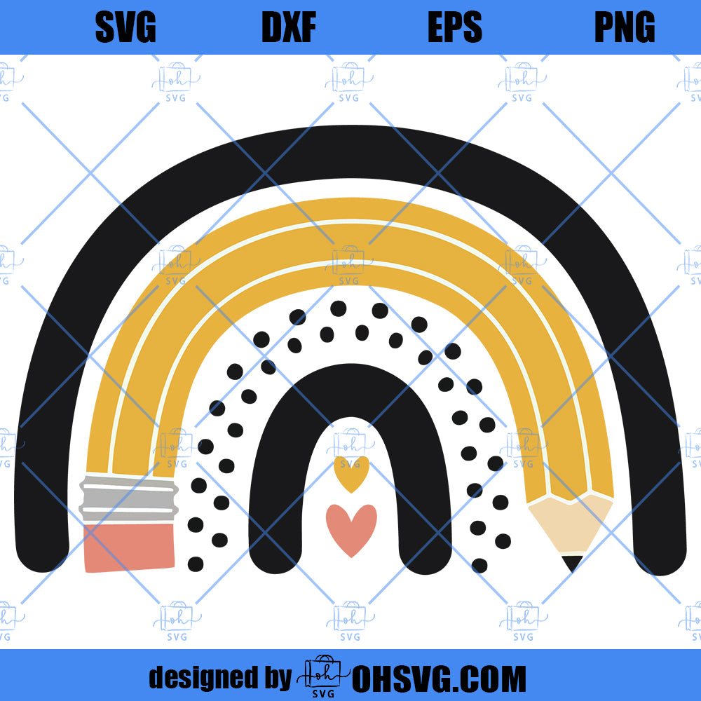 School Rainbow SVG, Pencil Rainbow SVG, Teacher Rainbow SVG