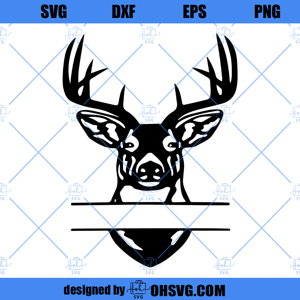 buck-head-deer-hunting-monogram-split-svg-file-cutting-template-silhou-ohsvg for Free Deer Head Silhouette Printable Buck Head Deer Hunting Monogram Split SVG File Cutting Template Silhou – ohsvg for Free Deer Head Silhouette Printable