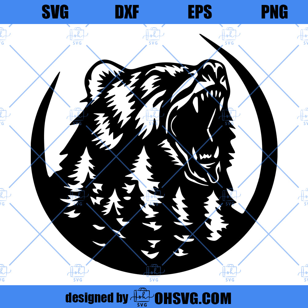 Bear In The Woods SVG, Bear Mountain SVG, Bear Camping SVG
