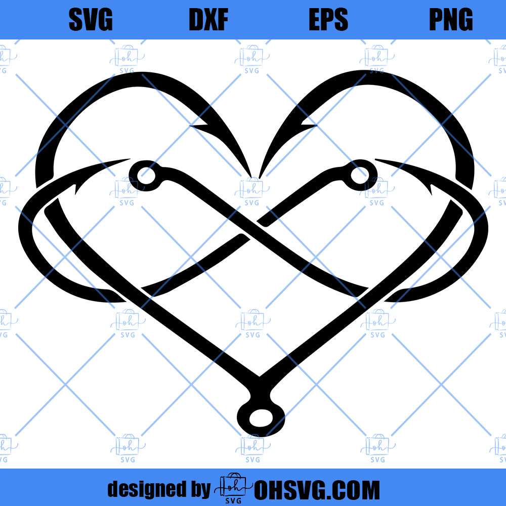 Fishing Hooks Infinity Heart SVG, Fishing SVG Cricut Silhouette