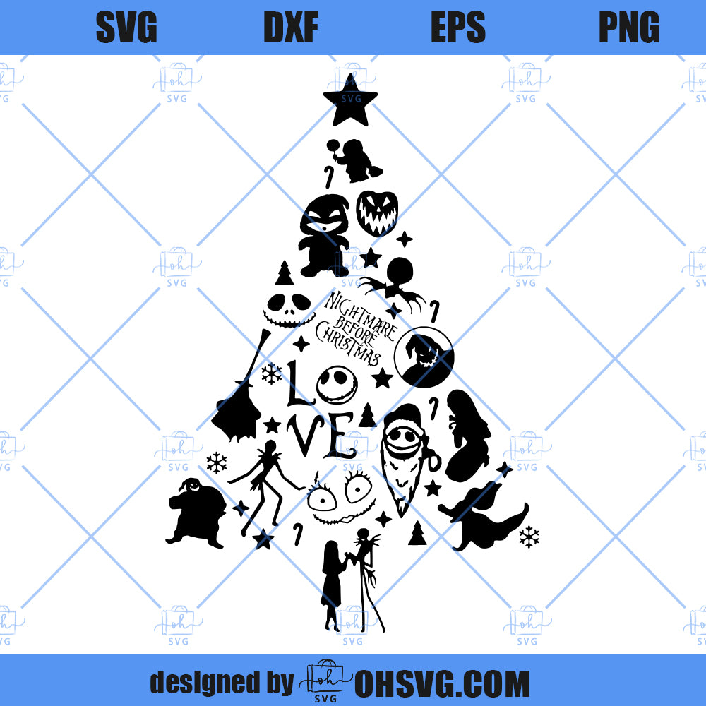 Nightmare Christmas Tree SVG, Jack Skellington Christmas Tree SVG