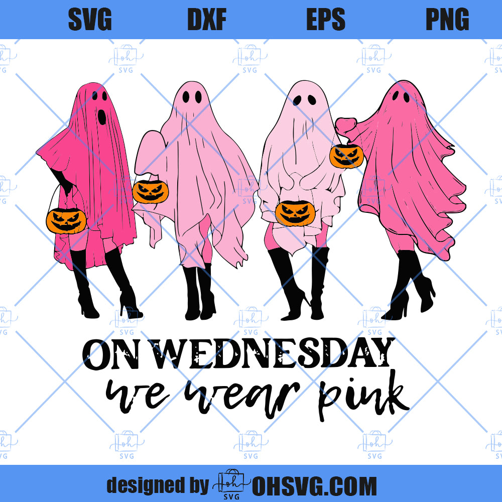 On Wednesday We Wear Pink Ghost SVG, Mean Girls Ghost SVG, Mean Girls Halloween SVG (Sao chép)