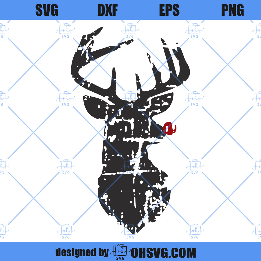 Distressed Reindeer SVG, Christmas Hunting SVG, Christmas Deer SVG