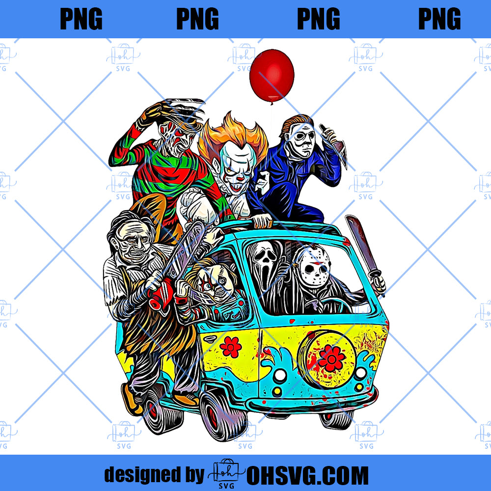 Horror Film Chacraters Scooby Doo Halloween PNG, Funny Horror PNG, Horror Scooby Doo Car PNG