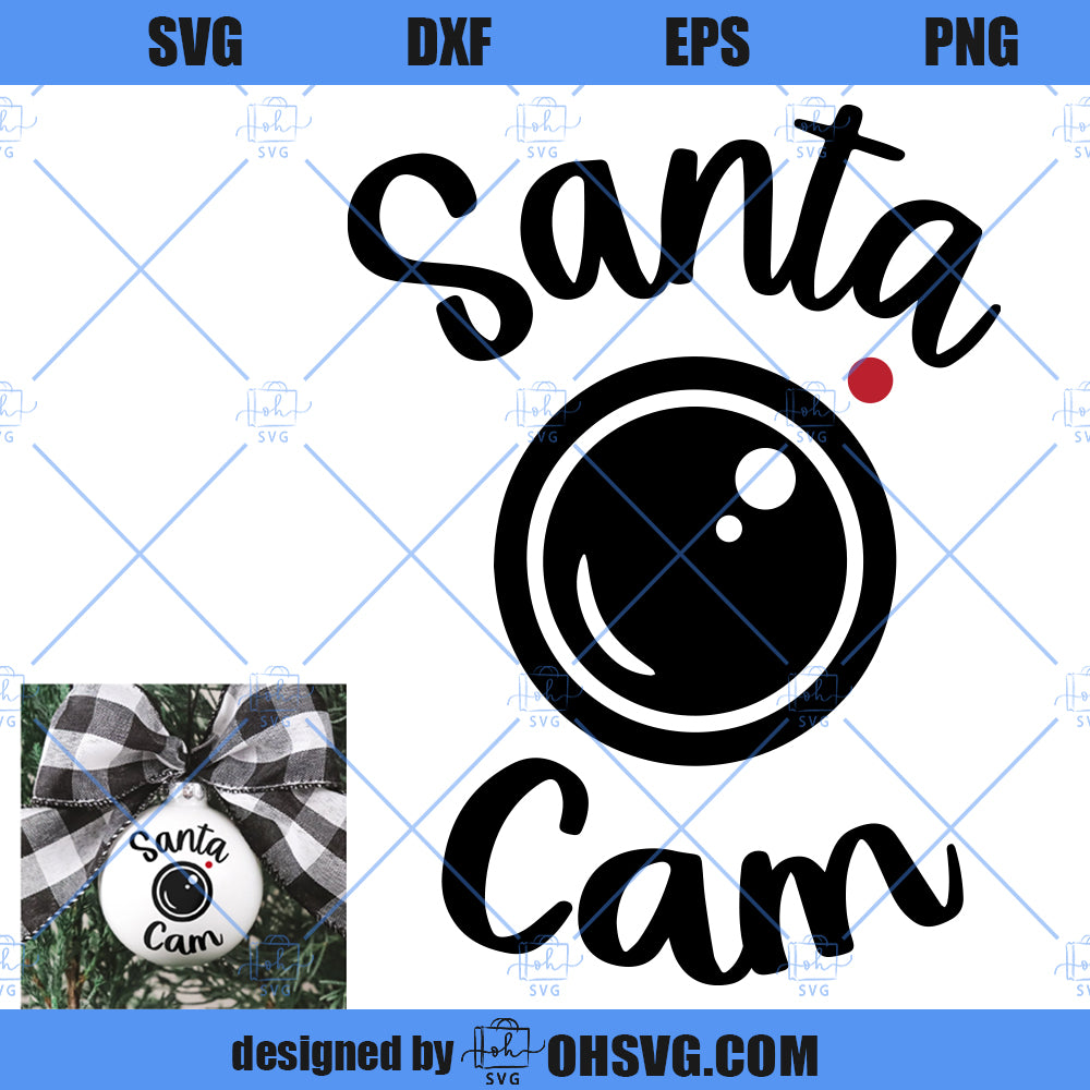 Santa Cam SVG, Simple Santa Cam Ornament SVG, Christmas Cam SVG