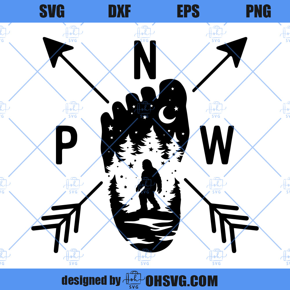 Bigfoot SVG, Pacific Northwest SVG, Bigfoot And Trees SVG, Sasquatch SVG