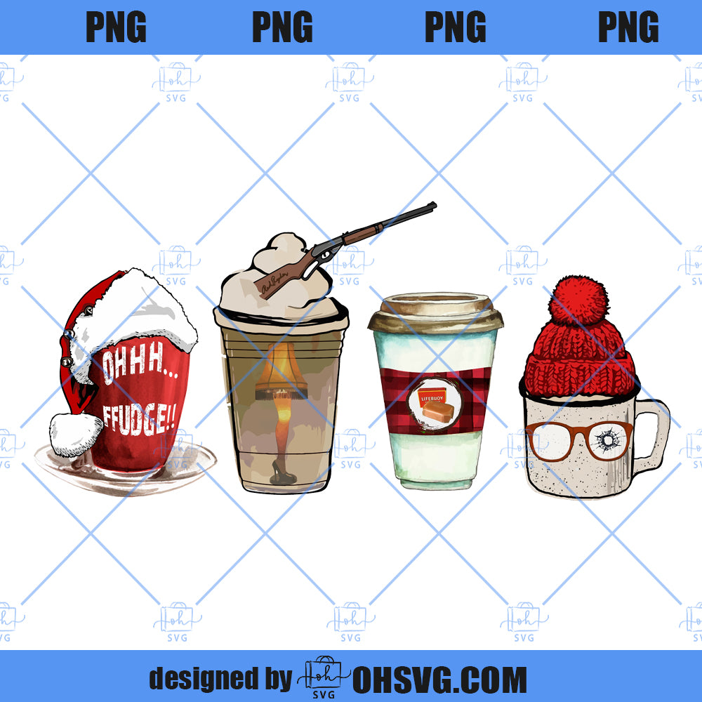 Oh Fudge PNG, Funny Christmas Story, Coffee Cups Christmas PNG