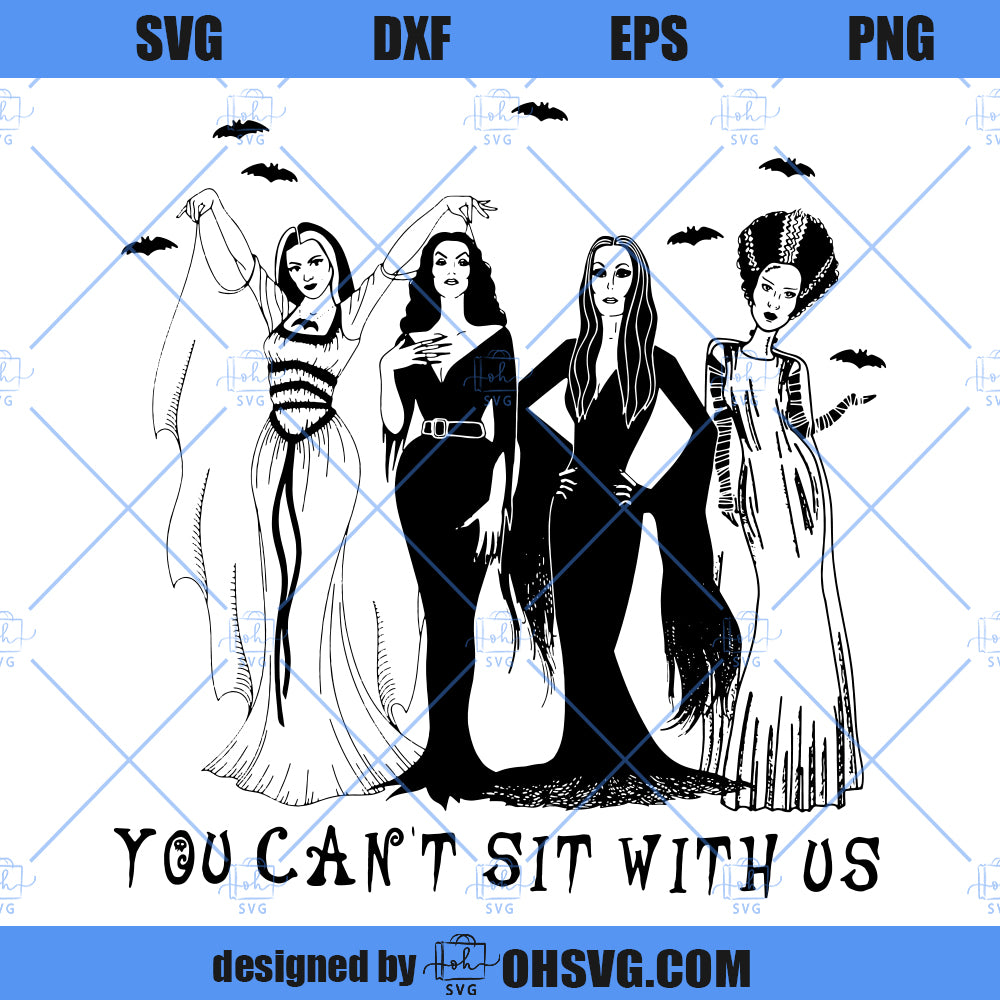You Can't With Us SVG, Famous Witches Horror Halloween SVG, Retro Halloween Scary Movie SVG