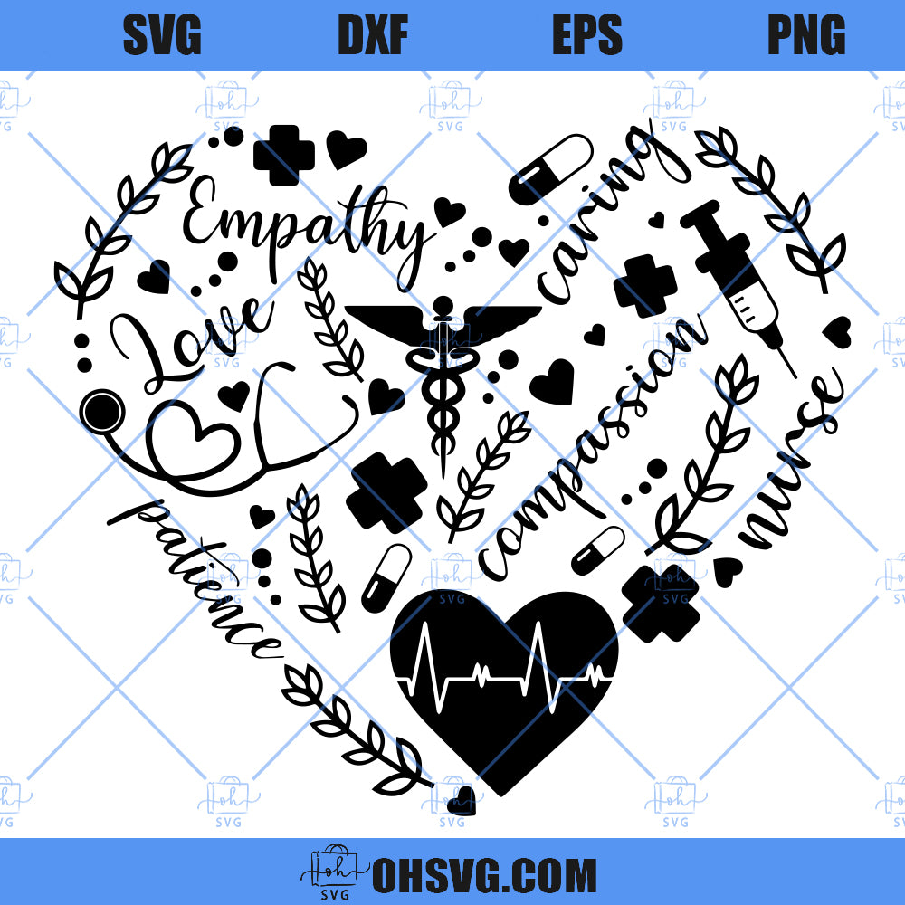 Nurse Life SVG, Nurse Heart SVG, Nurse Adjectives And Icons SVG