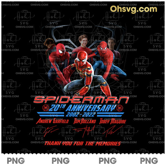 Spiderman 20th Anniversary PNG, Thank You For The Memories PNG, Spiderman PNG