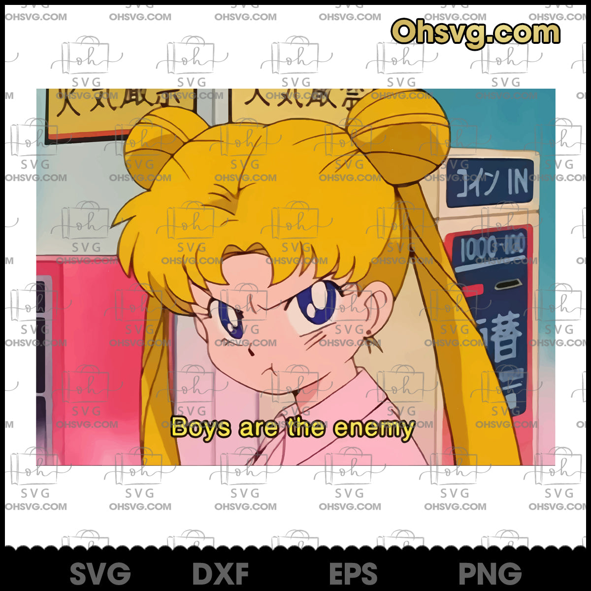 Sailor Moon SVG, Boys Are The Enemy SVG, Usagi Grumpy SVG