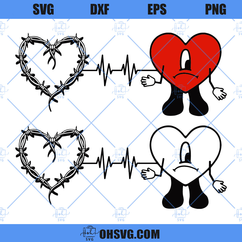 Bad Bunny Corazon Karol G SVG, Bad Bunny SVG, Bad Bunny Heart SVG