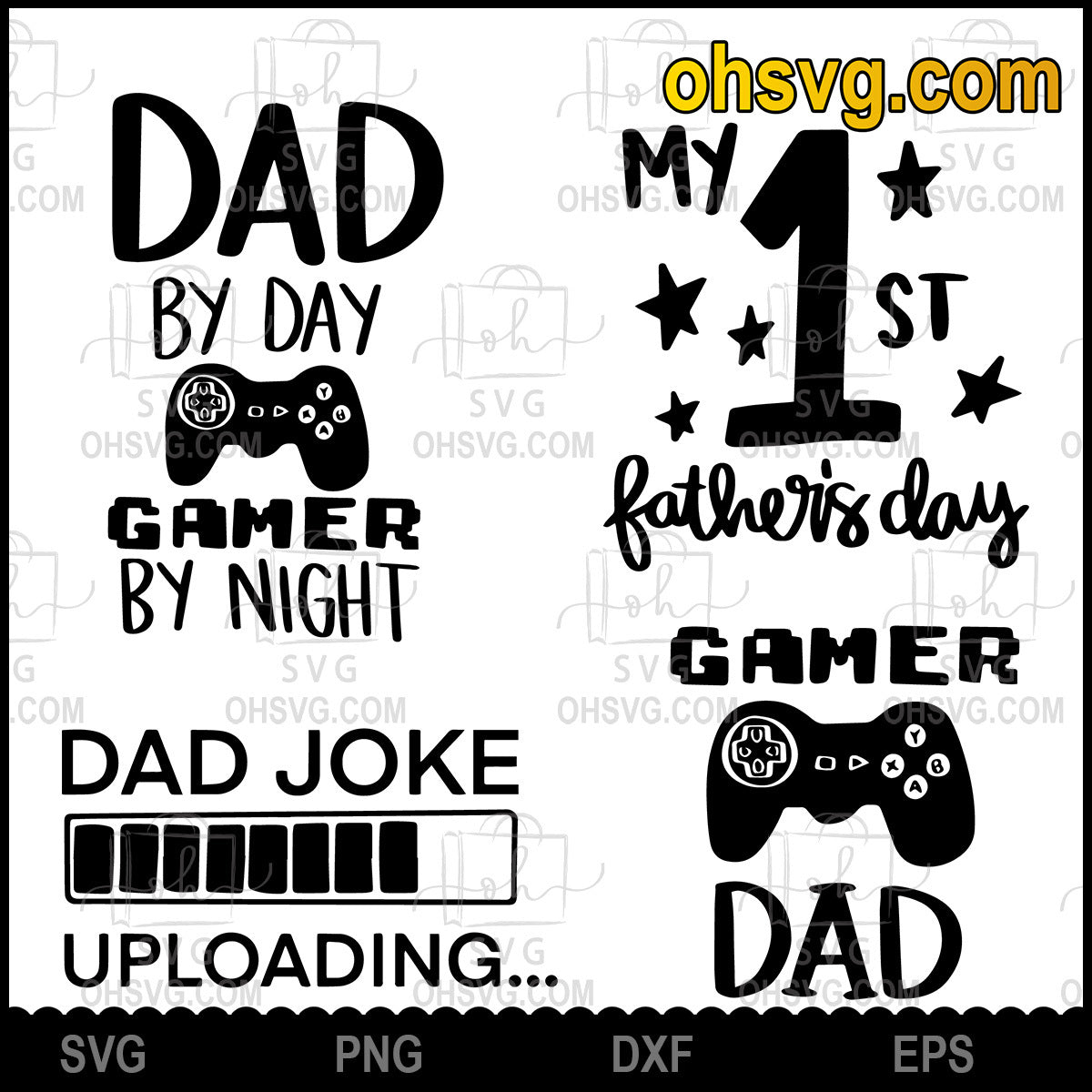 Dad By Day Gamer By Night, Dad Joke Uploading, My 1st Father's day, Gamer Dad SVG, Funny Father's Day SVG