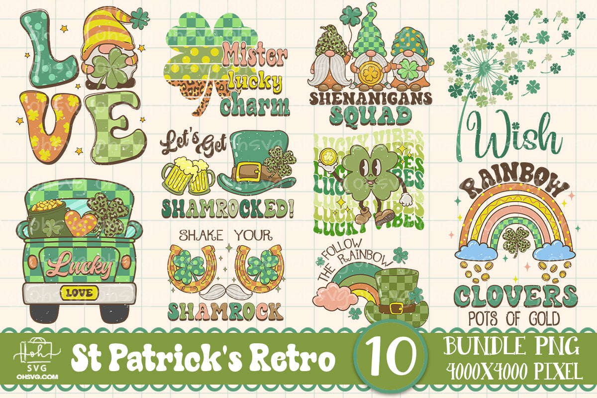 St Patricks Day PNG Bundle, Shamrock PNG, Lucky St Patricks PNG