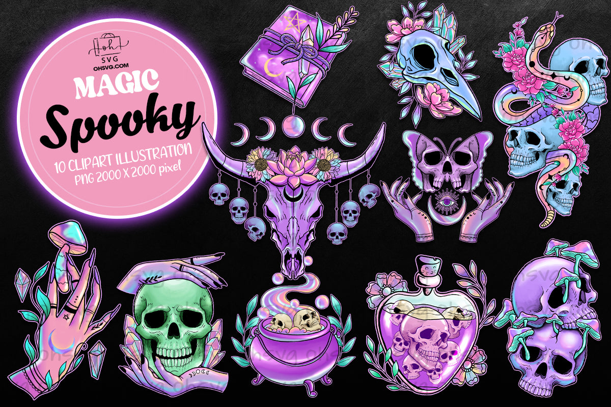 Magic Spooky Bundle PNG, Spooky Vibes PNG, Halloween Spooky PNG, Celestial PNG, Mystical PNG
