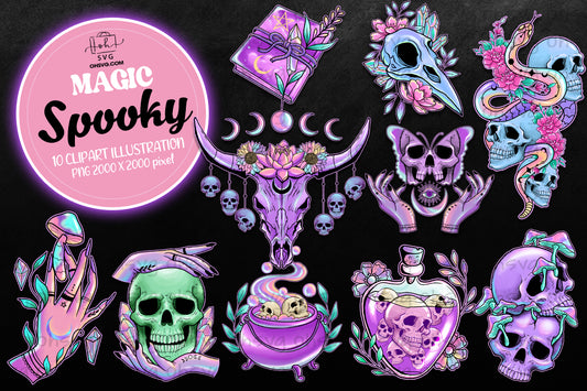 Magic Spooky Bundle PNG, Spooky Vibes PNG, Halloween Spooky PNG, Celestial PNG, Mystical PNG