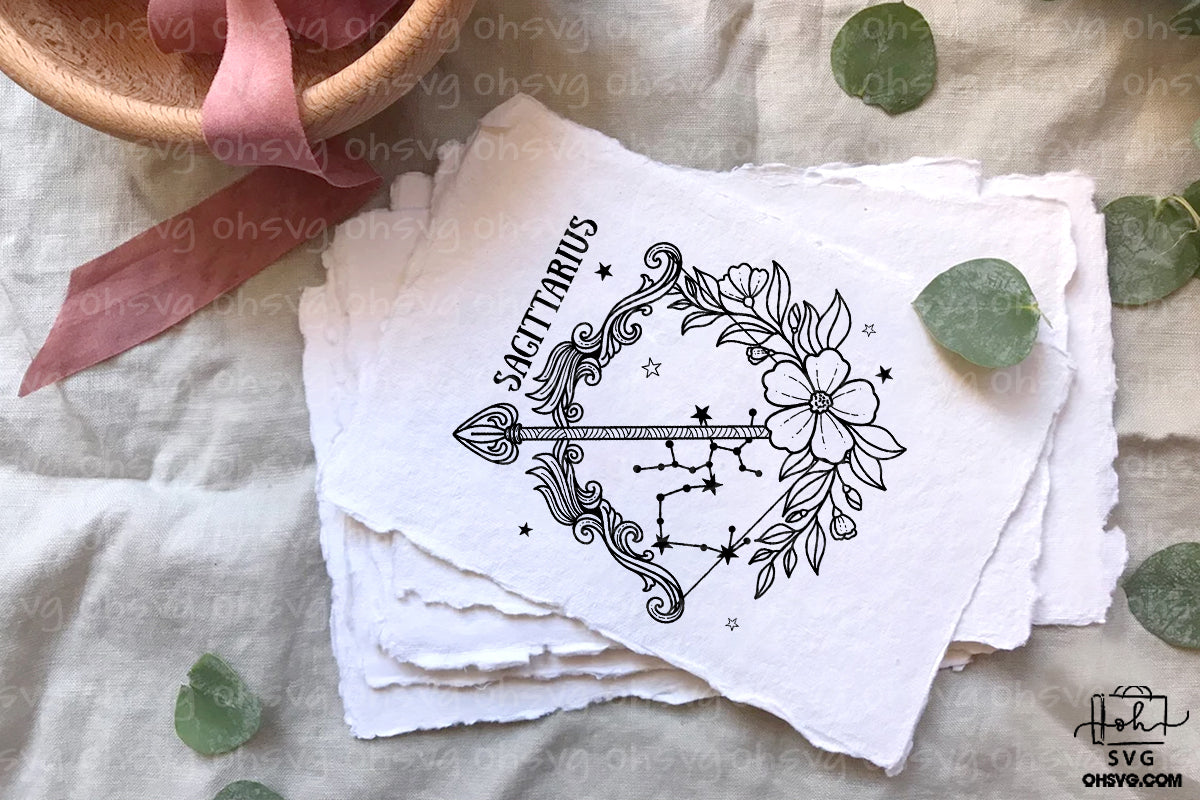 Sagittarius Floral Zodiac Sign PNG, Sagittarius Flower Zodiac Sign PNG, Sagittarius PNG