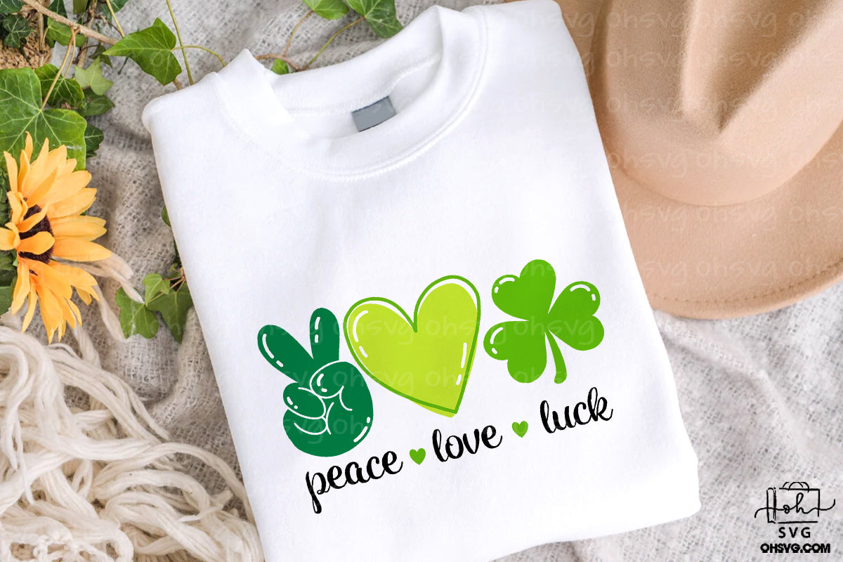 Peace Love Luck PNG, St Patricks Day PNG, Shamrock Lucky St Patrick's Day PNG