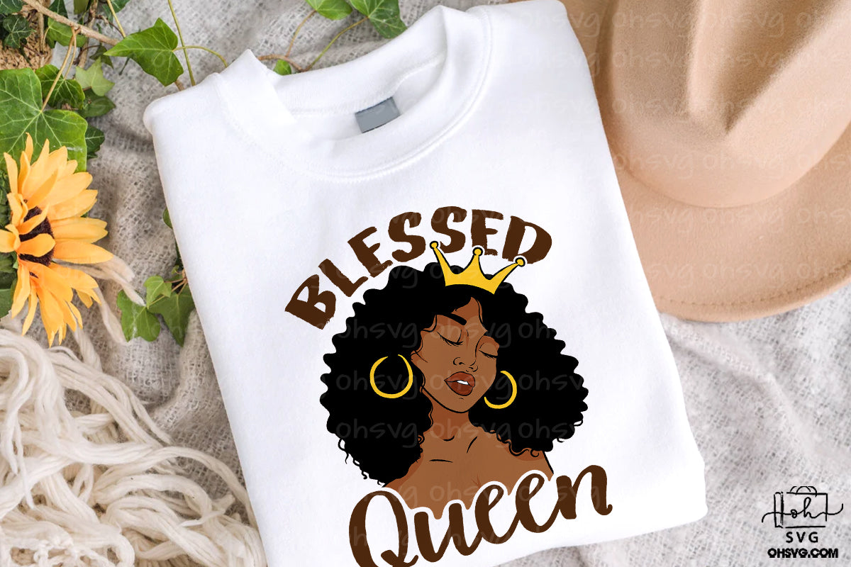 Blessed Queen PNG, Afro Woman PNG, Black Woman Faith PNG