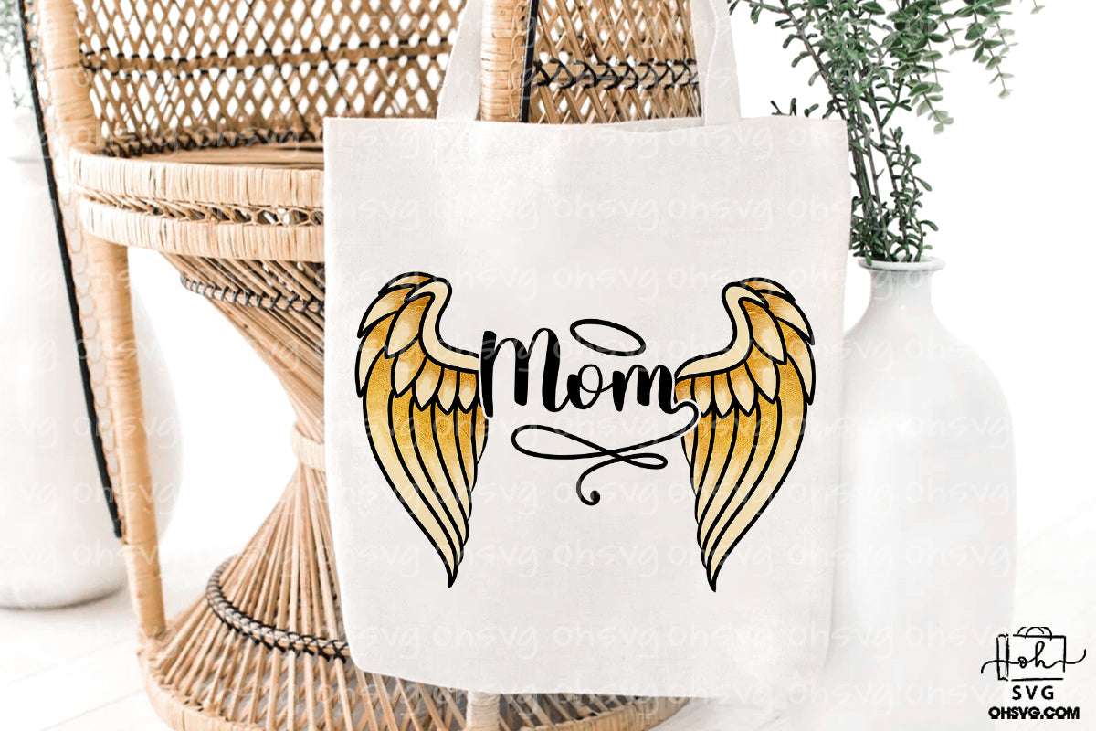 Mom In Heaven PNG, Mom Angel Wings PNG, Memorial Family PNG