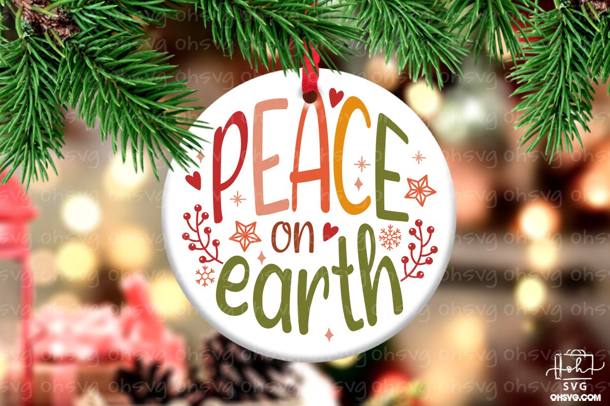 Peace On Earth PNG, Christmas Scene PNG, Round Ornament PNG