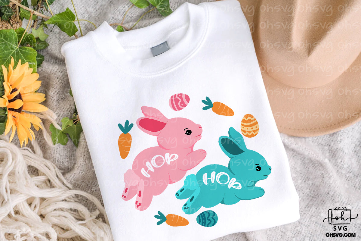 Hop Hop PNG, Bunny Easter PNG, Rabbit Easter PNG, Happy Easter PNG