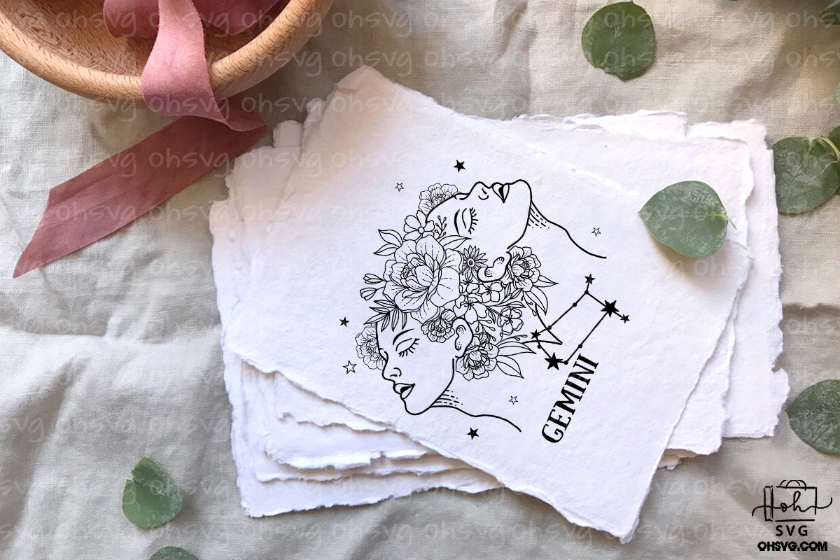 Gemini Floral Zodiac Sign PNG, Astrology PNG, Gemini Flower Zodiac Sign PNG, Gemini PNG