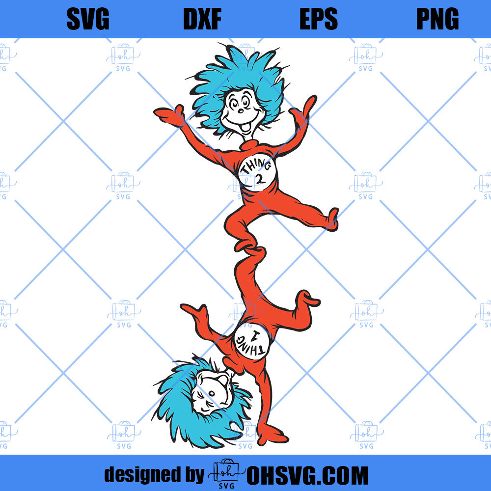 Thing 1 Thing 2 SVG, Dr Seuss SVG Reading SVG