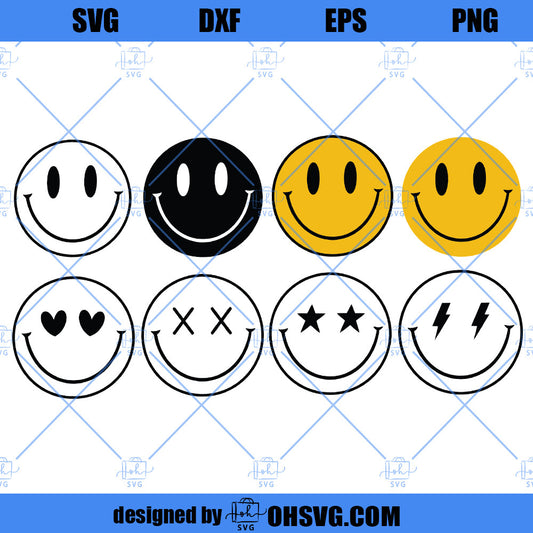 Smiley face svg | smiley svg | happy face svg | yellow smiley svg | emoji svg | svg files for cricut silhouette | trendy svg png