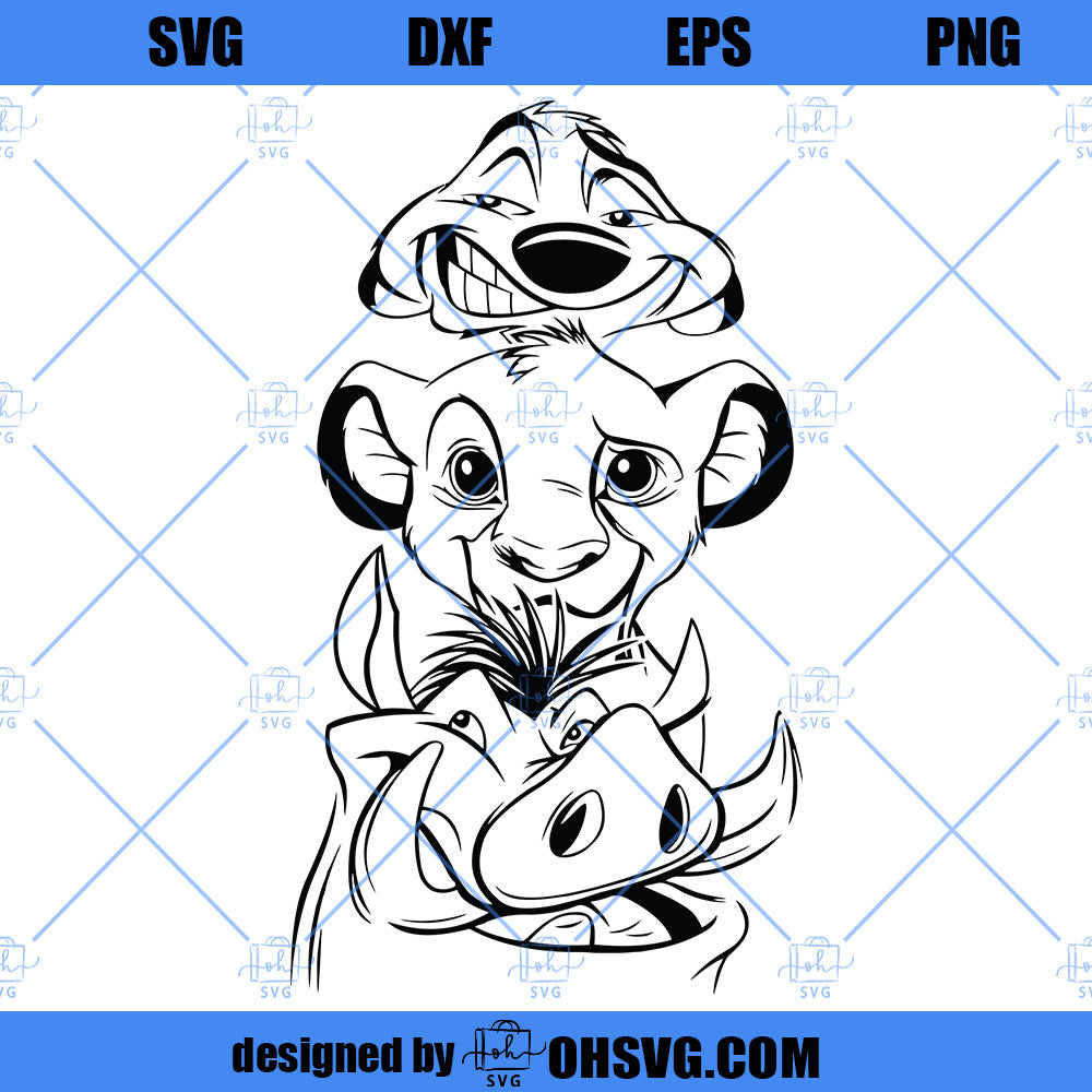 Lion King SVG, Timon Simba Pumba SVG PNG DXF Cricut Silhouette Cut Files For Cricut