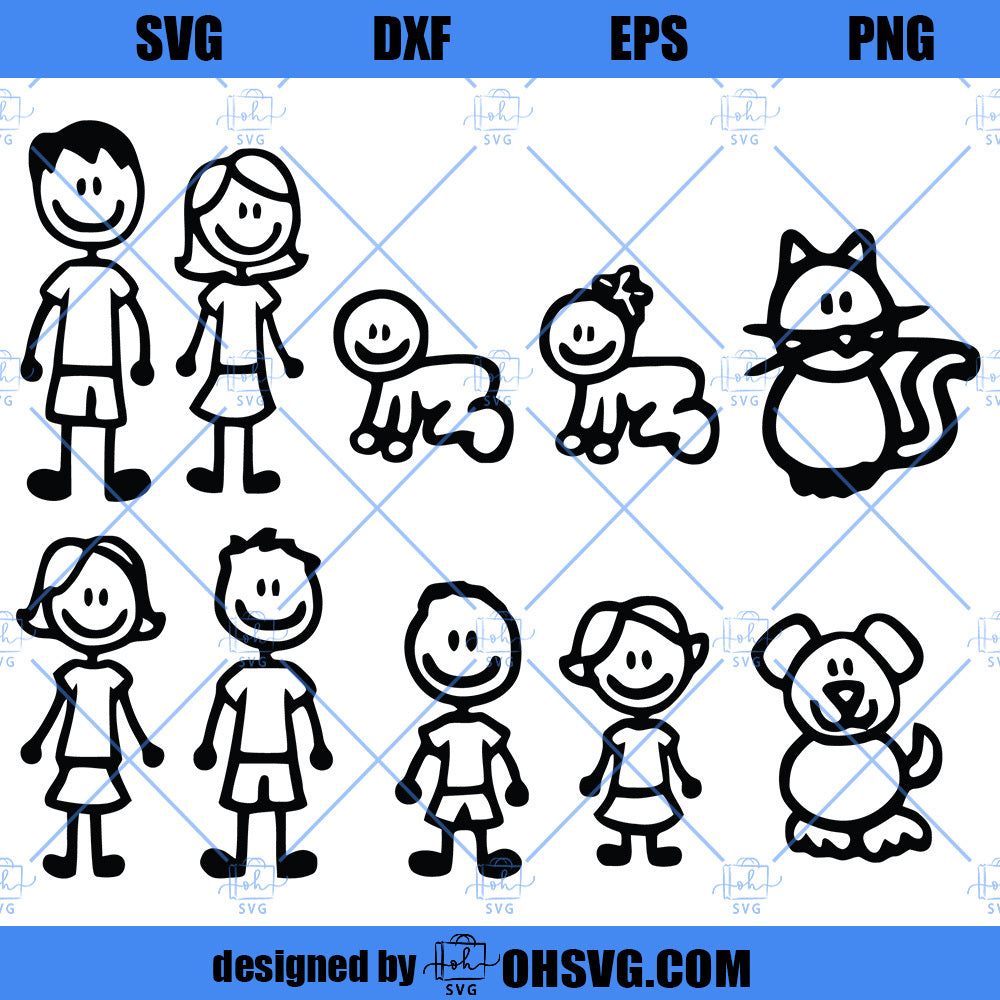 Stick Family SVG Bundle, Stick Family SVG, Stick Family Clipart, Cut Files For Cricut Silhouette