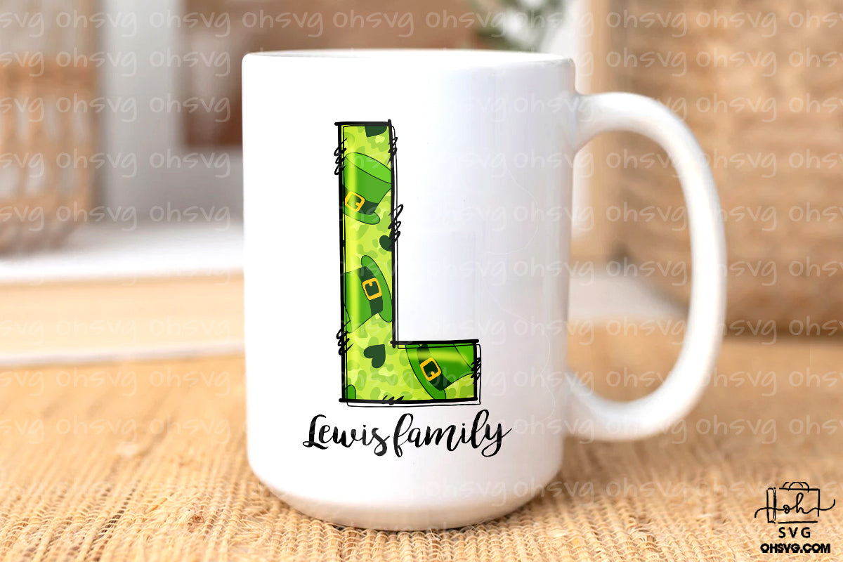 Letter L Patricks Day PNG, Custome Name Family St Patrick's Day, Shamrock Irish Alphabet PNG
