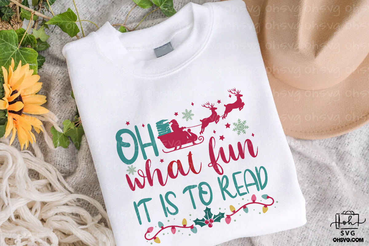 Oh What Fun It Is To Read PNG, Christmas Reading PNG, Christmas Book PNG