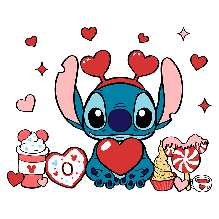 Stitch Love SVG, Stitch And Hearts SVG, Stitch Valentine's SVG