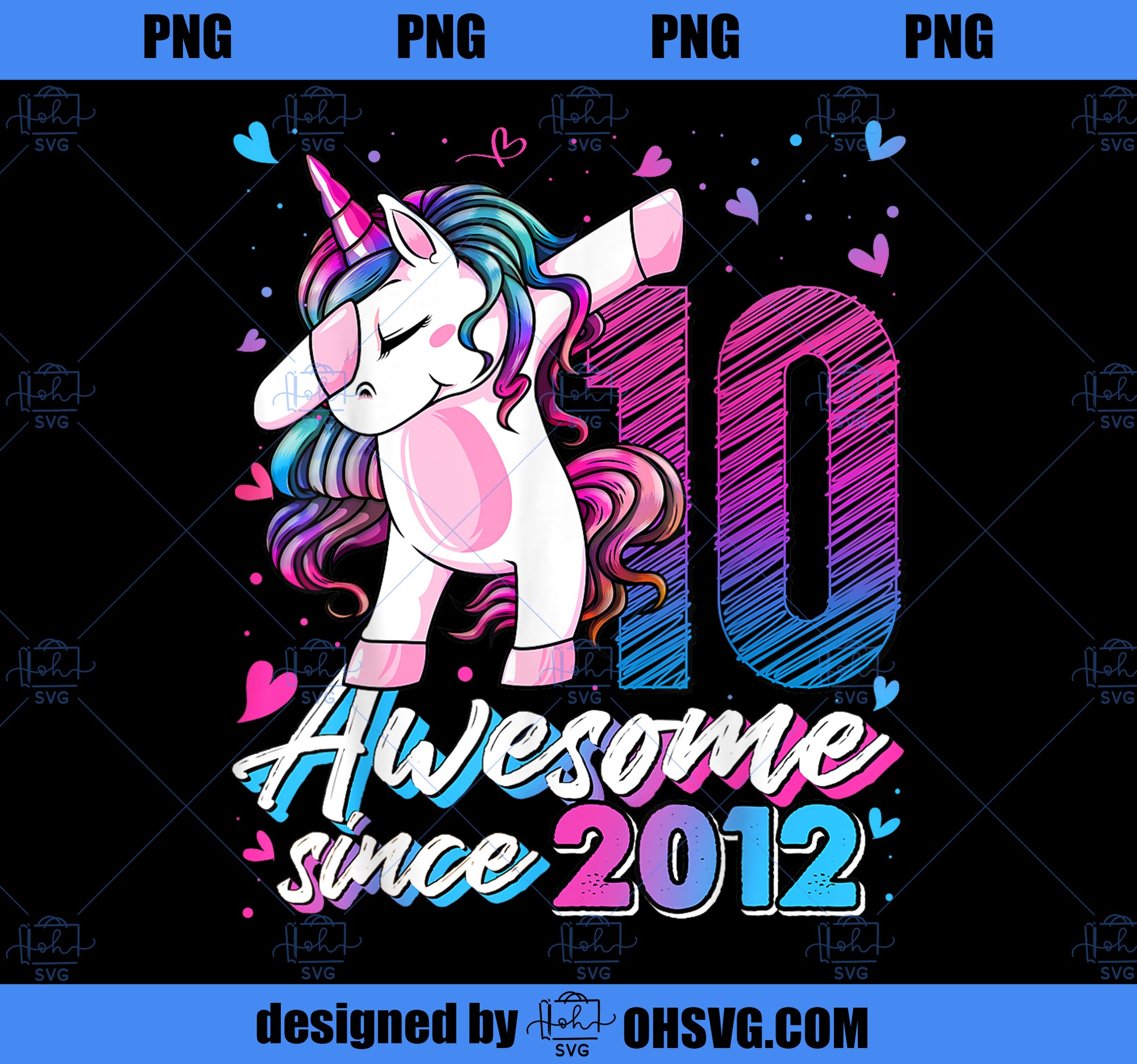 10 Years Old Gifts Unicorn Dabbing 10th Birthday Unicorn PNG, Magic Unicorn PNG, Unicorn PNG