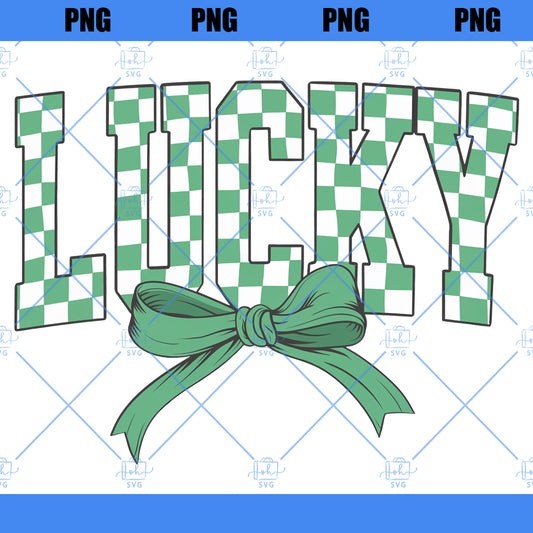 Retro Checkered Lucky St Patrick's Day Coquette Png, St Patricks day png, Lucky png, St Patrick, St Pattys day png, Retro St Patrick day png