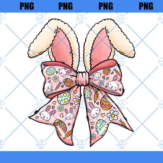 Bunny Ears Coquette Bow PNG Pink Easter Coquette Bunny Ears Bunny Png Happy Easter Png Girls Easter Png Cute Easter Coquette Rabbit ORIGINAL