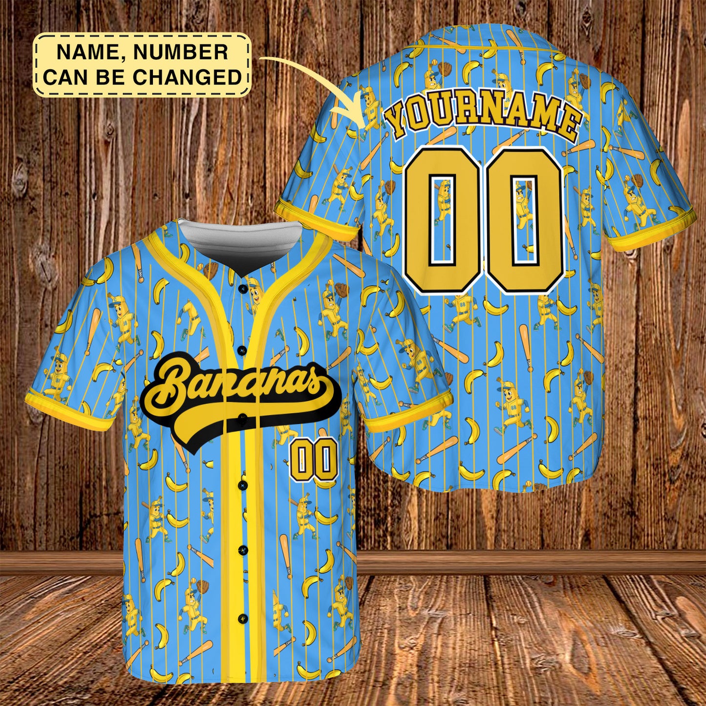 Custom Bananas Baseball Jersey: Retro Game Day Shirt - Personalized