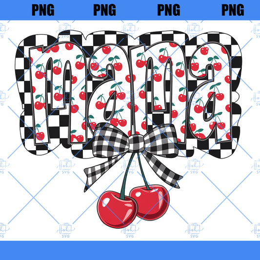 Cherry Bow Coquette Mama PNG, Mom Coquette Png, Soft Girl Aesthetic Shirt Sublimation Design, Mother's Day Girly Ribbon PNG Digital Download