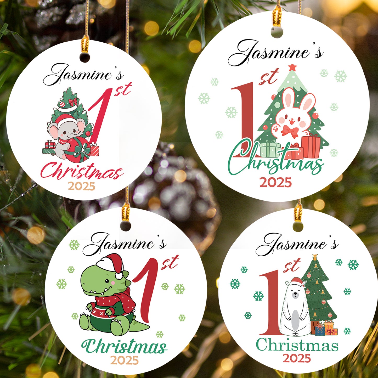 Baby's First Christmas Ornament, Baby 1st Christmas Decoration, Christmas Baubles, Custom Newborn Gifts, Xmas Gifts for Kids, Baby Keepsake