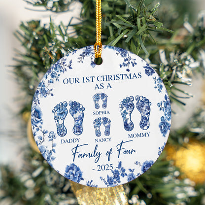 Toile De Jouy 1st Christmas Ornament, Newborn Baby Ornament, First Christ Ornament