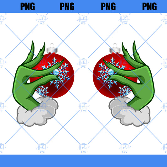 Funny Grinch Hands Ornaments PNG, Merry Christmas PNG, Sublimation Christmas PNG, Grinchmas PNG